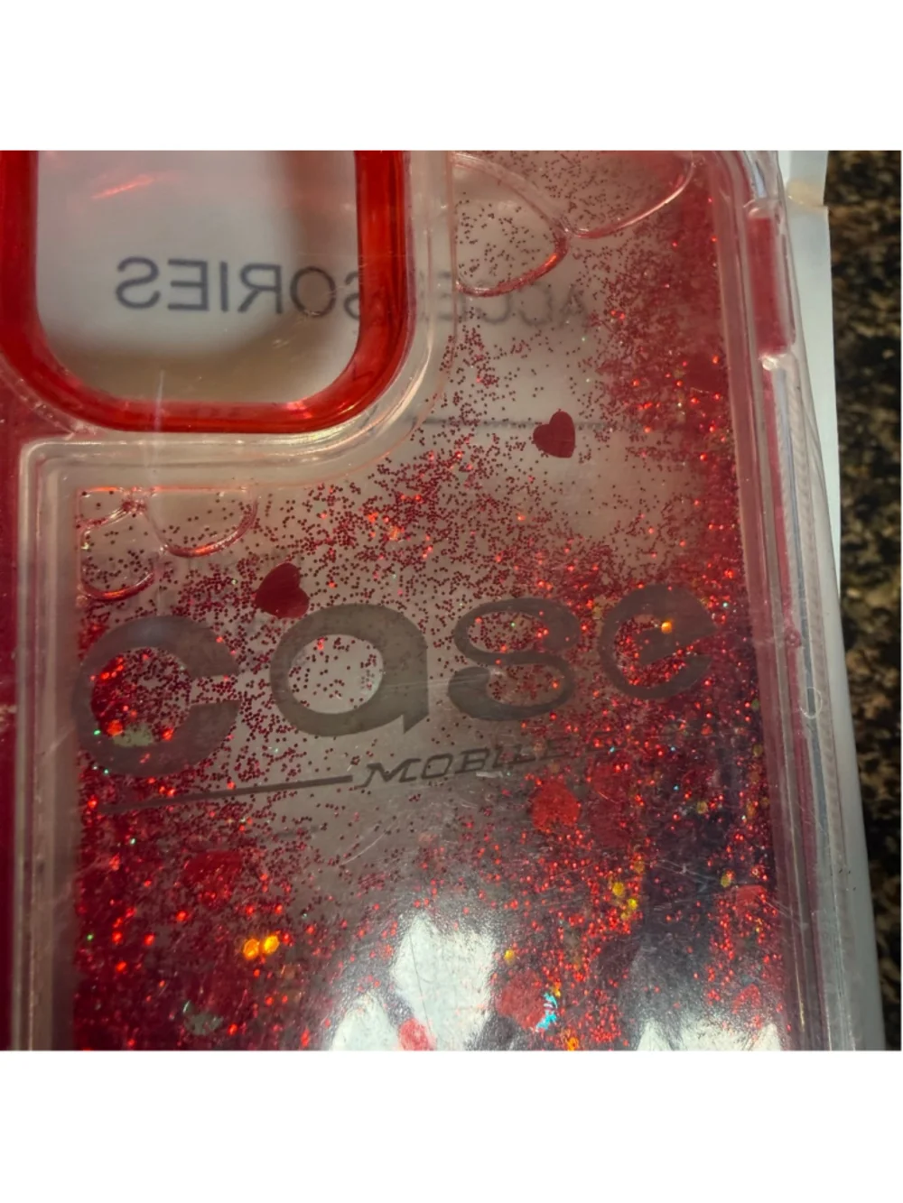 Cute Red Glitter Liquid Heart iPhone 11 Case – Shockproof Clear TPU Cover NIP